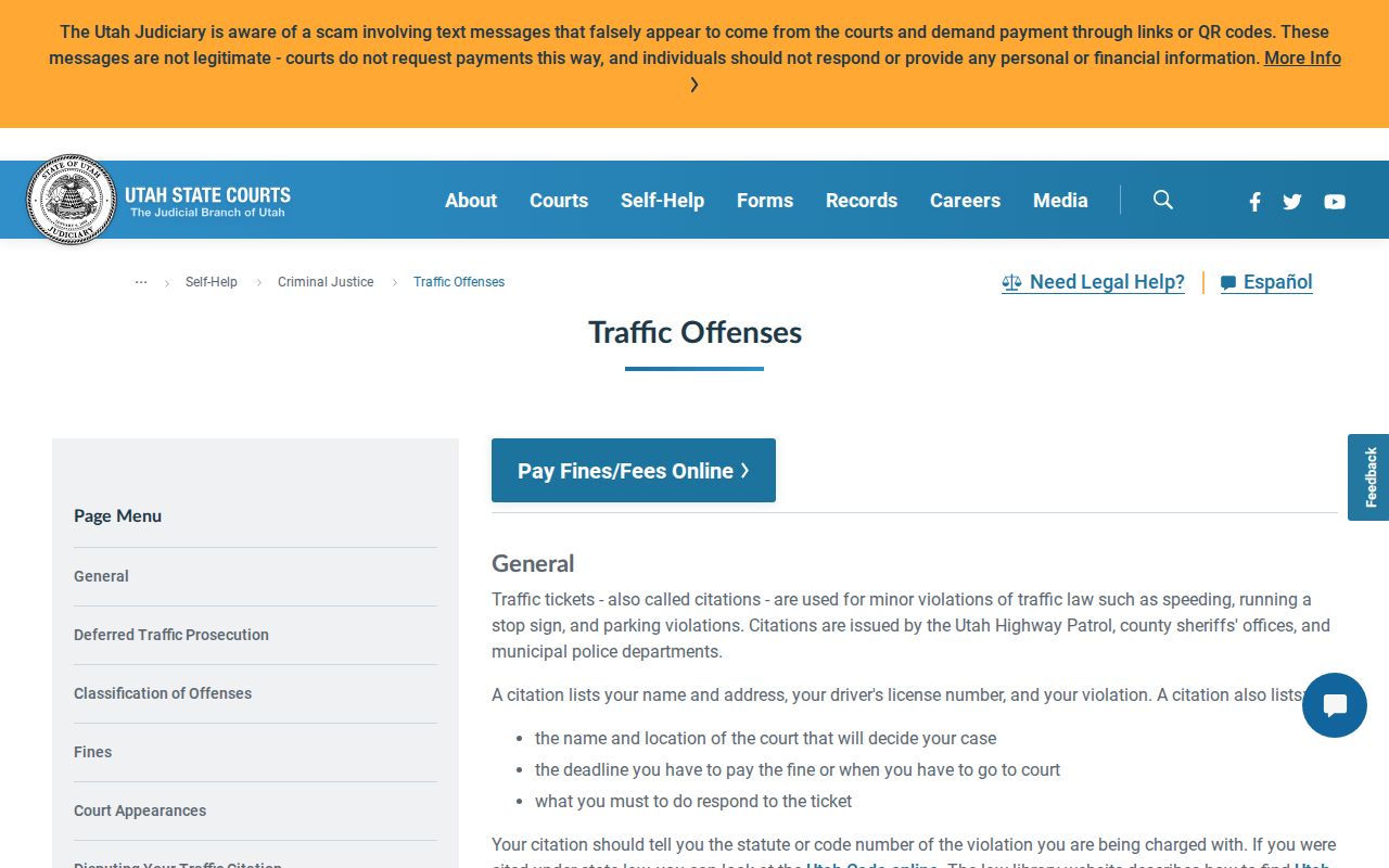 Utah Courts traffic guidance for Wayne County tickets