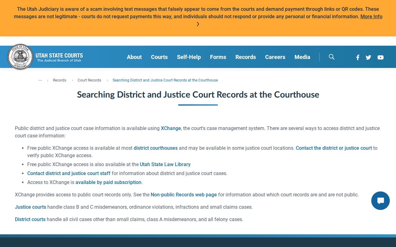 Utah Courts information about free courthouse access to Wayne County case records