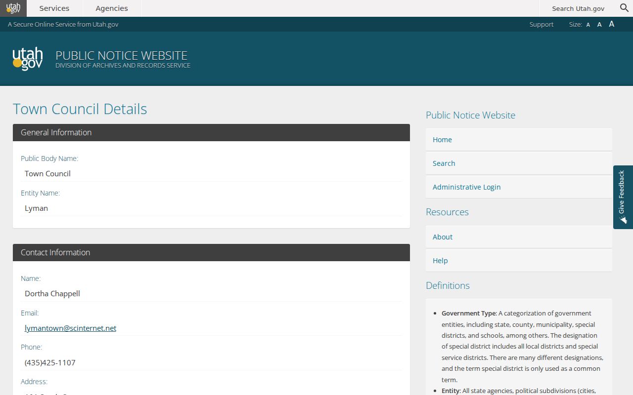 Lyman town records and municipal contact source